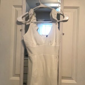 white body con dress with ruffle strap